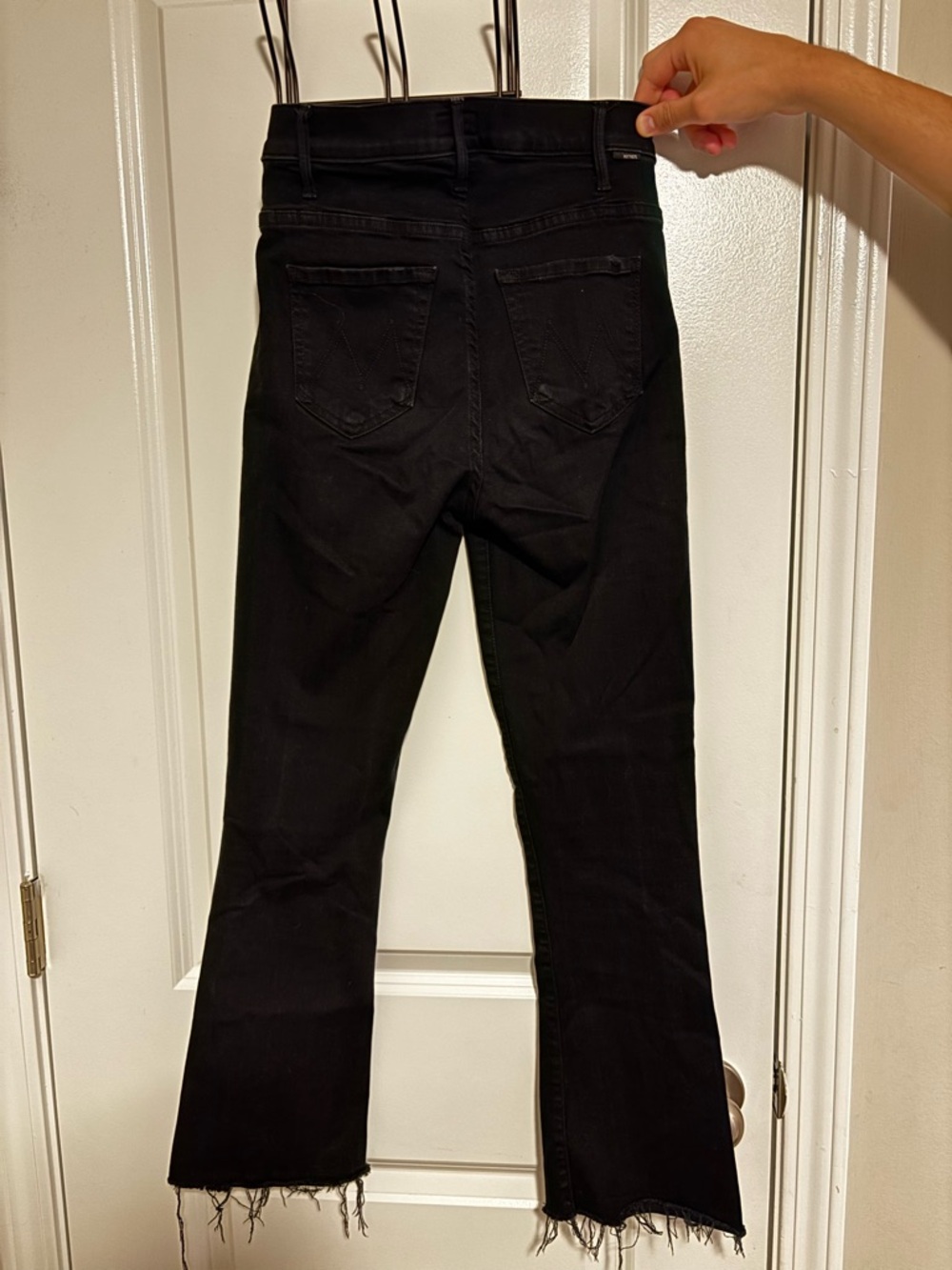 MOTHER Black High-Waist Frayed Hem Jeans - Picture 7 of 7